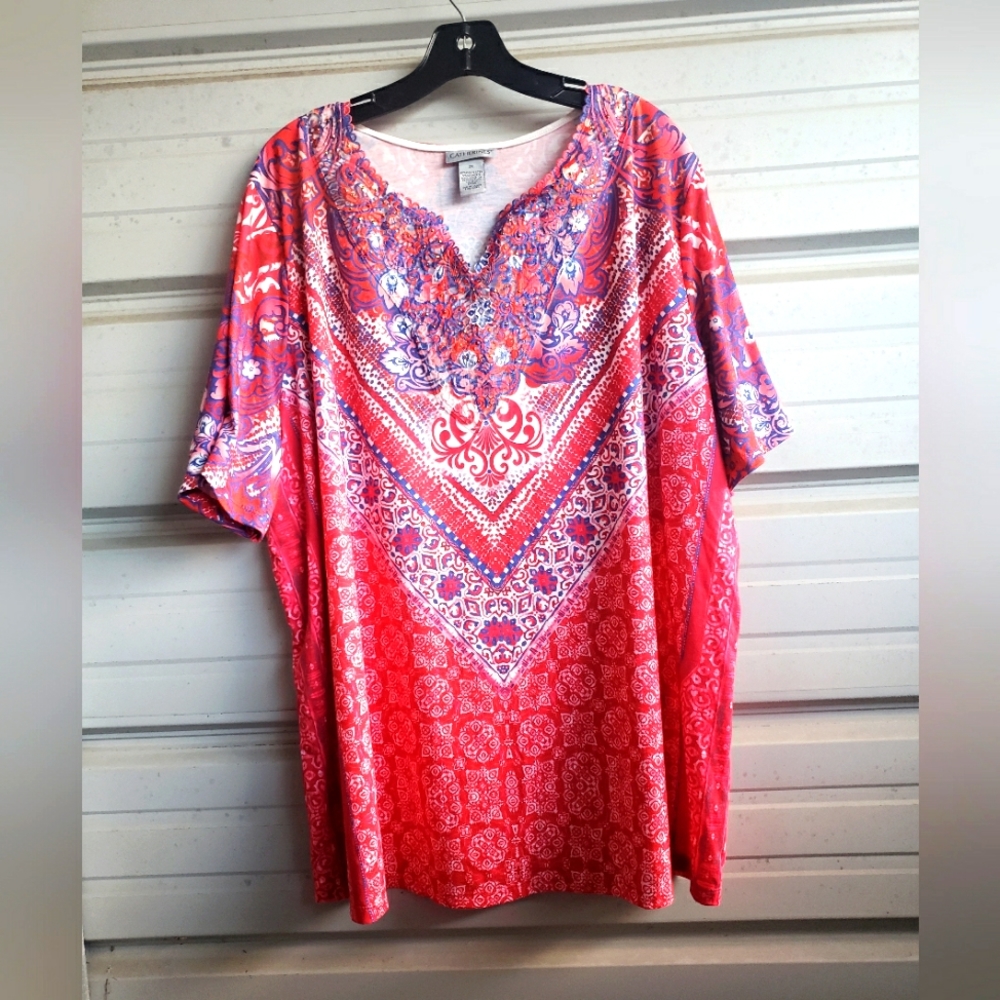 Plus Size 2X Catherines red white blue knit top shirt women's